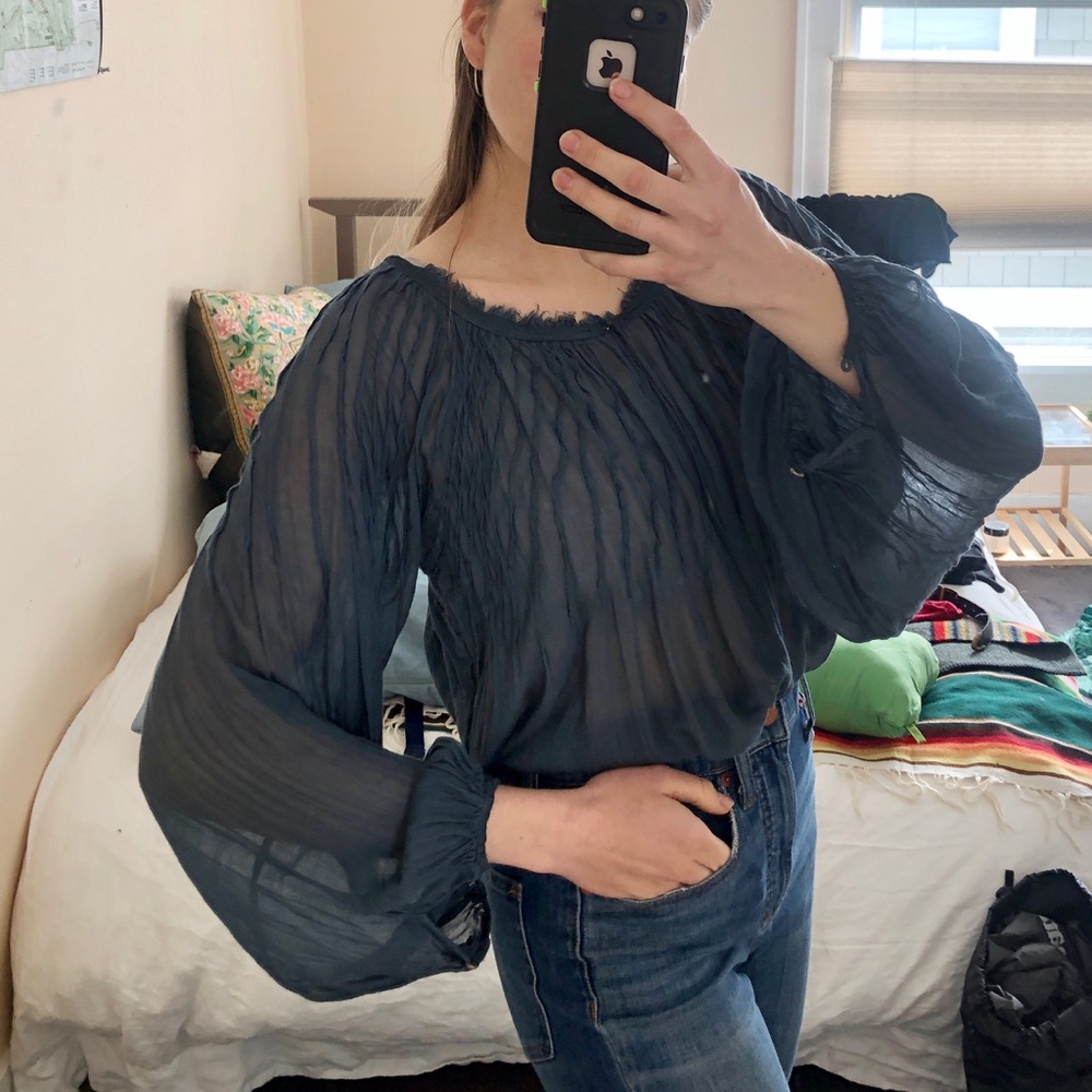 Blue free people blouse